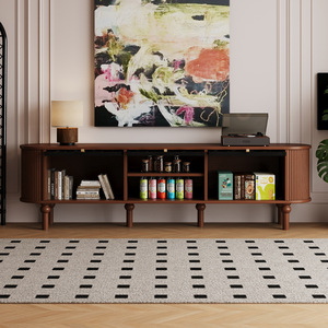 Mueble de TV de Madera Maciza Estilo Retro Francés 2025, Nuevo Estilo Americano Vintage, Mueble de Almacenamiento para Sala de Estar - Product Image 2