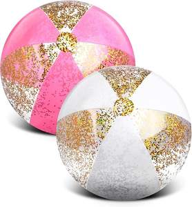 Ballon de plage gonflable Flash doré multicolore à paillettes, ballon de <span class=keywords><strong>piscine</strong></span> adapté aux adultes, fête d'été - Product Image 1