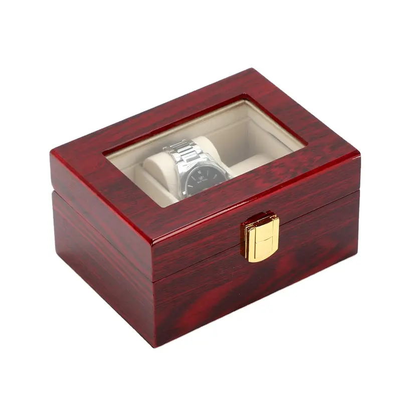 לוגו מותאם אישית באיכות גבוהה קופסת עץ שחורה מבריקה זולה אוסף שעון עץ קופסא מתנה שעון אריזת קופסאות אחסון