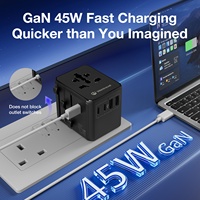 Adaptateur de voyage universel Wontravel Internationale World 45W PD 3 prises AC pour les voyages