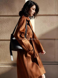 Куртка/блейзер женский двусторонний из кашемира и шерсти в корейском и японском стиле, популярная модель, пальто из верблюжьей шерсти для осени и зимы (OEM&ODM) - Product Image 5