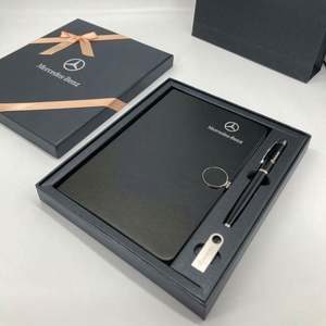 Articles cadeaux promotionnels de luxe en gros, ensemble cadeau de carnet, ensemble cadeau de bureau, agenda en simili cuir noir magnétique A5 avec boîte - Product Image 3