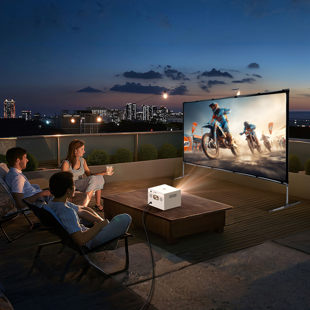 Projector Screen with Stand Quick Folding Portable Projection Screen 120 144 Inch 16:9 4K 1080 HD for Home Office Theater Cinema