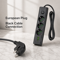 Multiprise européenne avec ports USB disponible en noir et blanc, adaptée pour l'Asie centrale et le Moyen-Orient, dotée d'un port Type-C