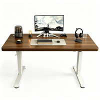 Bureau de travail à domicile moderne en bois massif personnalisé, réglable en hauteur avec table de jeu verticale réglable à manivelle et roulettes