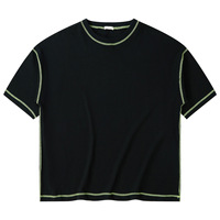 T-shirts de luxe t-shirts noirs vintage personnalisés avec t-shirt à coutures contrastées vente en gros