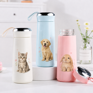 Botella de Vidrio Personalizada con Estampado de Mascotas, Diseño Lindo de Gato, Perro y Conejo, para Beber Directamente, Ecológica, para Viajes, Senderismo, Unisex, Libre de BPA - Product Image 4