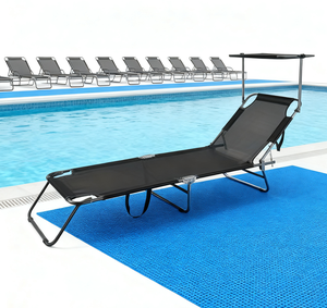 Chaise longue pliante portable en aluminium pour la plage, confortable, épaisse, durable et moderne, idéale pour le camping en plein air, les parcs et les hôtels - Product Image 3
