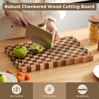 Planche à découper en bois naturel à grain de bois croisé avec rainure pour les jus et poignée, idéale pour la viande, les fruits, le pain et les légumes