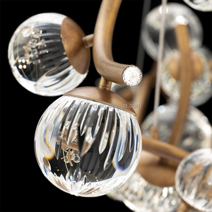 Retro Boomtak Kristallen Bol Kroonluchter Unieke Onregelmatige Gouden Plafond Hanglamp Voor Woonkamer Slaapkamer Bar - Product Image 5