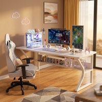 Mesa de juego con patas de metal blanco puro, escritorio ejecutivo versátil para deportes electrónicos para oficina en casa o sala de juegos