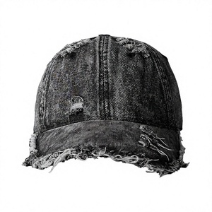 4U Denim Baseball <b>Cap</b> Distressed Ripped Style With Star Embellishment Unisex Adjustable Fit Street Fashion <b>Hat</b> - Product Image 4