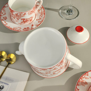 Best Selling European D Series Royal <b>Tea</b> <b>Set</b> Elegant Red Elegant Red Ceramic <b>Tea</b> <b>Set</b> <b>Afternoon</b> <b>Tea</b> High Bone Drinkware Saucer - Product Image 6