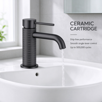 Robinet de lavabo en laiton PVD moleté, monocommande, eau chaude et froide, à poser sur le comptoir, pour lavabo sous plan de salle de bain, vente en gros
