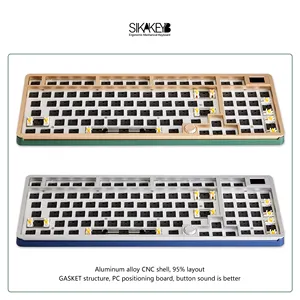 SIKAKEYB-Teclado mecánico inalámbrico SK8 Castle, accesorio con perilla RGB bt, 3 modos de conexión % 95, carcasa de metal de aluminio, DIY