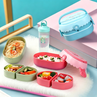 Nouvelle boîte à lunch pour micro-ondes, pour les travailleurs de bureau, en plastique alimentaire scellé, boîte à lunch double couche à motif de dessin animé