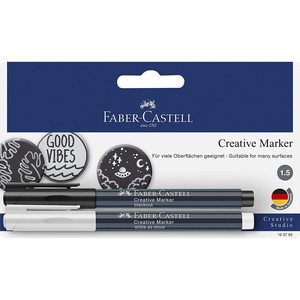 FABER CASTELL - ปากกามาร์กเกอร์สร้างสรรค์ สีดำ/ขาว - Product Image 1