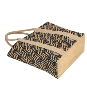 กระเป๋าชายหาดผ้าปอกระเจาแฟนซีสำหรับผู้หญิงเป็นมิตรกับสิ่งแวดล้อมและมีกระเป๋าที่มีลวดลายสีเทาเข้มและมีที่จับบุด้วยผ้าฝ้าย - Product Image 3