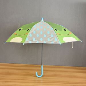 Parapluie pour enfants avec poignée longue et droite, motif animalier de dessin animé, diamètre de la baldaquin 86 cm, 8 baleines, longueur totale, structure en acier, idéal pour l'école - Product Image 3