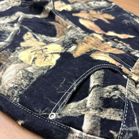 Pantalon en jean camouflage de haute qualité, imprimé feuilles d'arbre, coupe droite décontractée, pantalon pour homme, jeans personnalisés