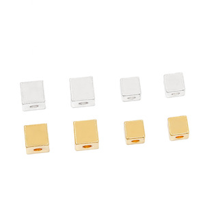 Square Spacer Beads 18K Gold Plated And Silver For <b>Bracelet</b> Making DIY Jewelry Components <b>Copper</b> Base With Hole - Product Image 5