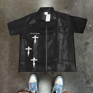 <span class=keywords><strong>Camicia</strong></span> in <span class=keywords><strong>Pelle</strong></span> Personalizzata, <span class=keywords><strong>Giacca</strong></span> Bomber con Zip, T-shirt a Maniche Corte per Uomo, <span class=keywords><strong>Camicia</strong></span> in <span class=keywords><strong>Pelle</strong></span> PU con Patch Ricamata - Product Image 1