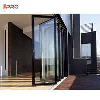 Porte Coulissante Pliante en Aluminium et Verre, Portes Extérieures Bifold pour Terrasse, Double Vitrage, Porte Accordeon en Aluminium pour Magasin