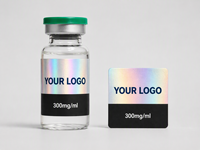 Autocollants holographiques imperméables avec logo personnalisé pour l'emballage de petites bouteilles de 3/5*7/10 ml