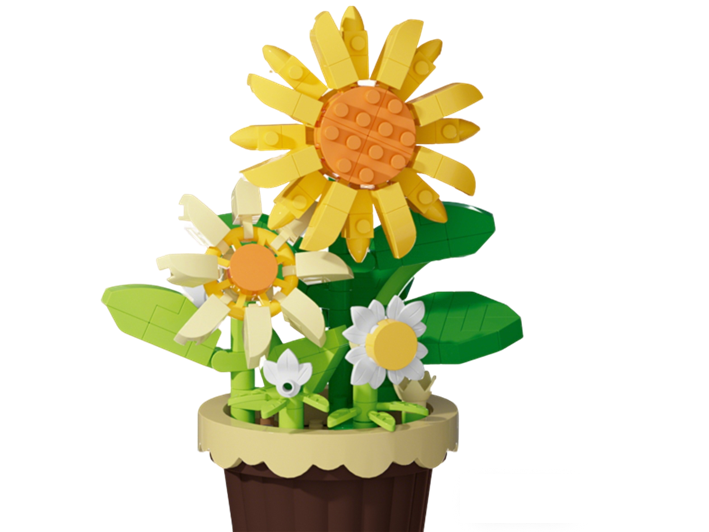 Sunflower Potted Plant Building Block Set (214pcs)