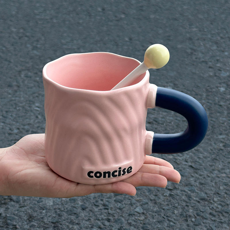 [ช้อนคนแก้ว] แก้วลายไม้สีตัดกัน - ด้ามจับสีน้ำเงิน