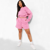 Ensembles de sweat-shirt court pour femmes deux pièces survêtement en coton polaire ensembles de shorts surdimensionnés personnalisés