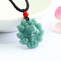 Pendentif pour femme en jadéite naturelle de qualité A, motif renard à neuf queues bleu aquatique, vente en gros en direct pour attractions touristiques