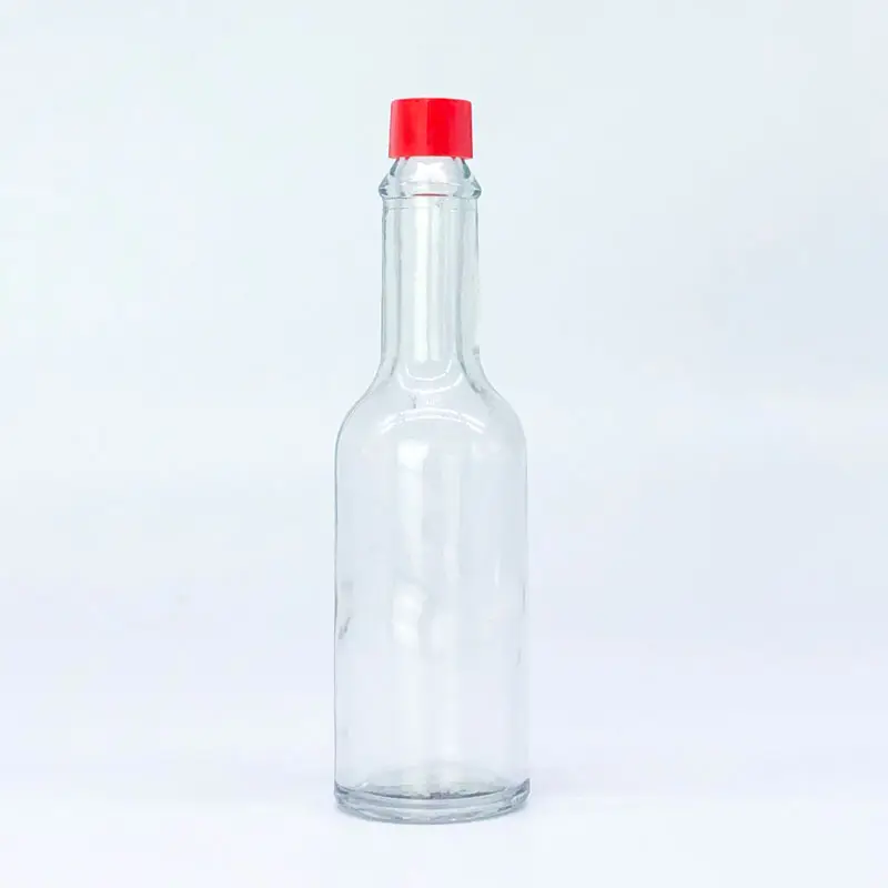 Стеклянная бутылка с пластиковой закручивающейся крышкой в форме Табаско, 2 унции, 65 мл, перец чили, горячий соус