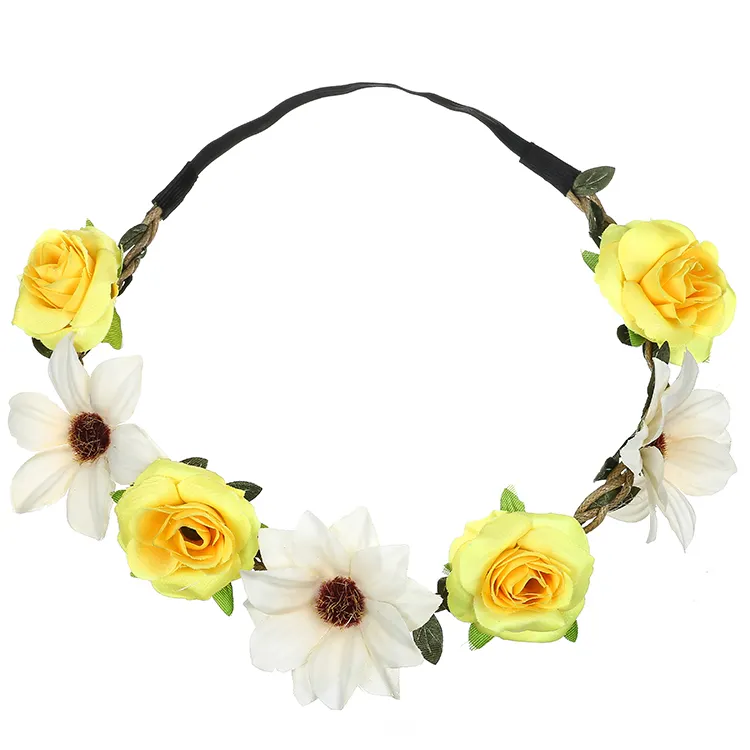 Diadema Floral creativa para niña y mujer, accesorios para el cabello, corona de princesa, tocado, guirnalda de flores para boda