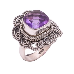 แหวนเงินสเตอร์ลิงประดับอัญมณีอเมทิสต์ธรรมชาติสำหรับ925คลาสสิคเครื่องประดับสำหรับงานแต่งงานหมั้นผลิต925สเตอร์ลิง - Product Image 1