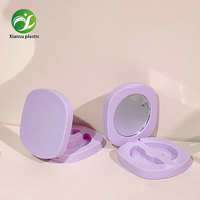 Boîte d'emballage magnétique carrée arrondie violette personnalisée pour faux cils, boîte cosmétique vide en plastique portable – Vente en gros