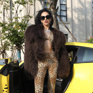 Janefur 2024 nouveau hiver chaud mongolie mouton col de <span class=keywords><strong>fourrure</strong></span> <span class=keywords><strong>veste</strong></span> femmes chaud <span class=keywords><strong>fourrure</strong></span> d'agneau coupe ample manteau court - Product Image 3