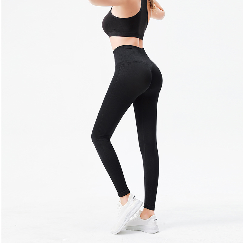 Women Solid Breathable Workout Yoga Pants Booty High Waist Seamless Full Length Eco-Friendly Leggings Compression Tights Scrunch