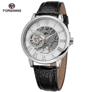 Venta caliente fábrica al por mayor relojes logotipo personalizado Forsining mano viento correa de cuero de hombres mecánicos <span class=keywords><strong>re</strong></span> - Product Image 2