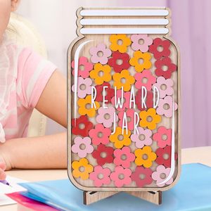 Nicro vendita calda di alta qualità fiore forma di stella in legno premio barattolo per bambini strumenti di incentivazione di gestione <span class=keywords><strong>del</strong></span> comportamento decorazioni in aula - Product Image 2