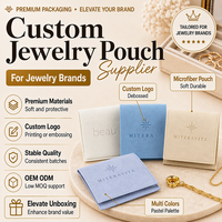 Pochette à bijoux ovale en microfibre avec logo personnalisé, bouton-pression, résistante aux rayures, emballage cadeau en gros OEM pour marques de bijoux