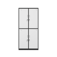 Armoire de rangement métallique à 4 portes et deux niveaux, noir et blanc, avec serrure à clé séparée, pour vestiaire d'usine et salle de sport