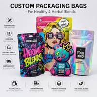 Pochette autoportante personnalisable en Mylar holographique brillant, effet arc-en-ciel, refermable avec fermeture éclair, 3,5g 28g, anti-odeur et anti-humidité
