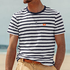 2025 summer new hot sale men's short-sleeved fashion casual striped top men's round neck <b>T</b>-<b>shirt</b> <b>spot</b> - Product Image 3
