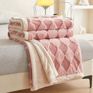 Soft Jacquard <strong>Double</strong> Layer <strong>Teddy</strong> Milk <strong>Fleece</strong> Blanket Throw Solid Flannel <strong>Fleece</strong> <strong>Double</strong> Bed Cover for Four Seasons Travel Air - Product Image 5