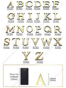 Autocollant Mural Décoratif Doré 3D en Acrylique Effet Miroir Lettres Alphabet Anglais Auto-Adhésif pour la Décoration Intérieure (Vente en Gros) - Product Image 3