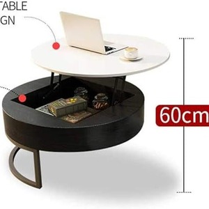 Mesa de centro redonda multifuncional moderna y de estilo contemporáneo para sala de estar y dormitorio, mesa auxiliar de lujo ligero con panel. - Product Image 5