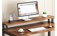 Bureau d'ordinateur moderne et industriel, gain de place, en bois et en acier, bureau à domicile avec étagères de rangement, table d'étude