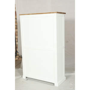 Armoire de rangement Muro en bois blanc et naturel avec portes coulissantes et organiseur de tiroirs - Product Image 2