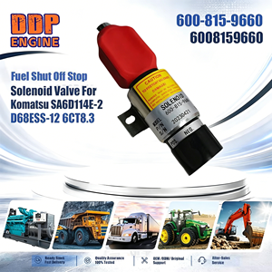 600-815-9660 6008159660 วาล์วโซลินอยด์หยุดการจ่ายน้ำมันเชื้อเพลิงสำหรับโคมัตสุ SA6D114E-2 D68ESS-12 6CT8.3 - Product Image 2